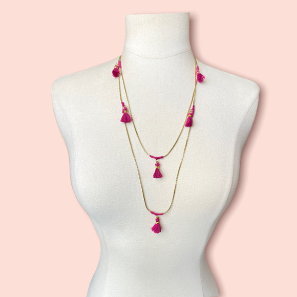 Shiraleah Jewelry - 2/$25 NEW Shiraleah Lena Tassel Necklace in Magenta & Gold Antrho NWT